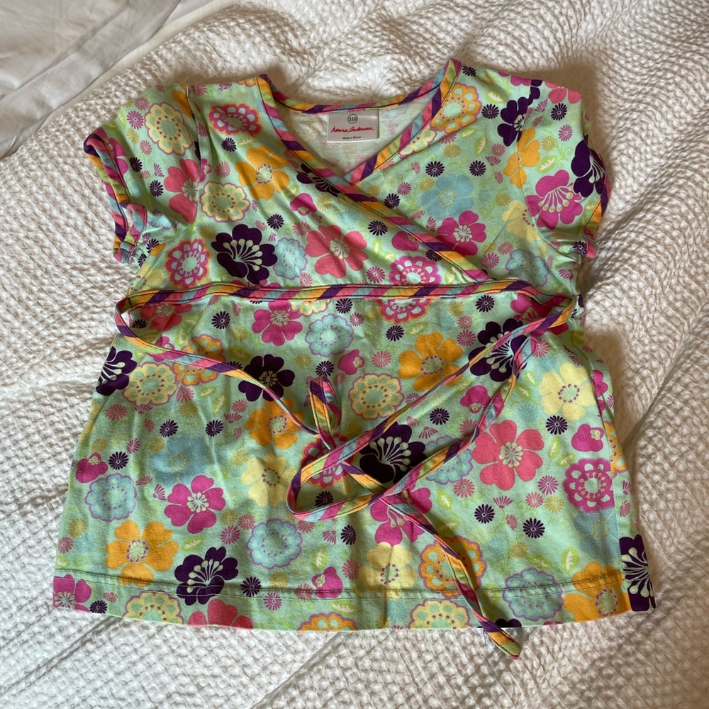 Hanna Andersson Multicolor Floral Wrap Tee